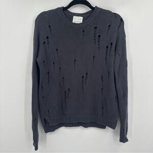 Avec Les Filles | Charcoal Distressed Boyfriend Sweater Size Extra Small